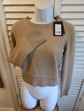 NWT NAADAM Pure Luxury Cashmere Sweater XS Camel Cropped 19 Bust $180